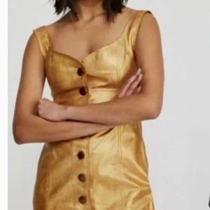 Free People Gold Leather Dress Size 2. NWT MSRP 300.00